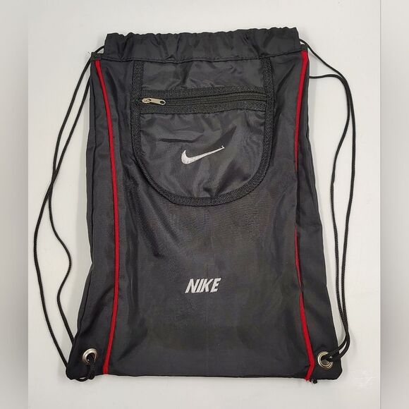 Nike Black & Red  Drawstring Backpak Bag Travel School Sports - Picture 11 of 11